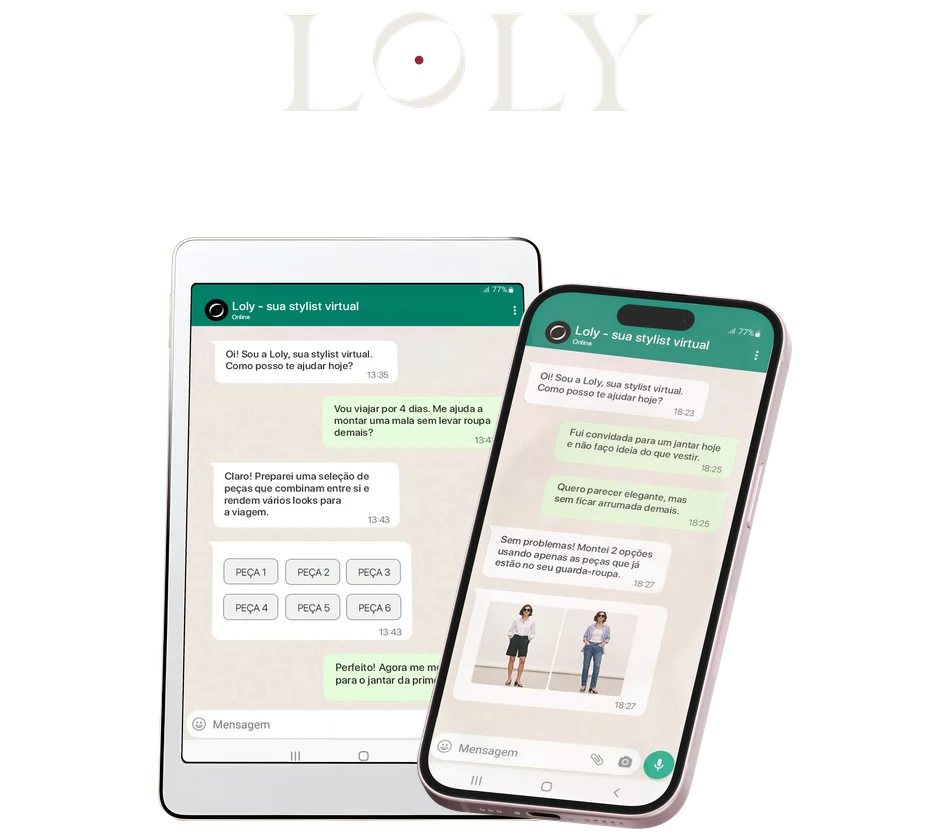 A Loly no WhatsApp, em celular e tablet.
